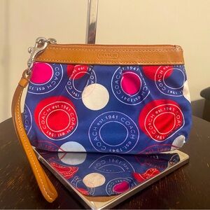 Coach Leah polka dot women's small clutch